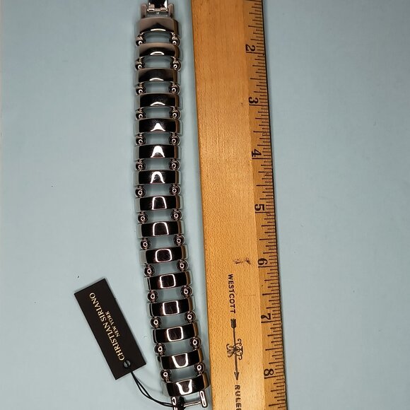 Christian Siriano Biker Bracelet Clasp Chunky Chain Link Silver Tone Met… - Picture 4 of 6